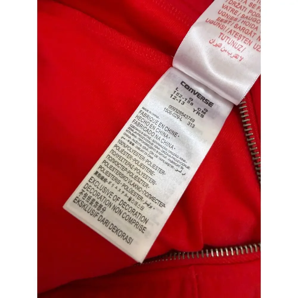 Converse All Star Boys Track Jacket Red Full Zip Logo Patch Size L (12-13 Yrs)